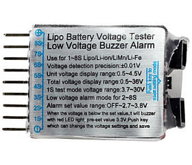 2 in 1 Lipo Battery Voltage Tester Buzzer Alarm 1-8S