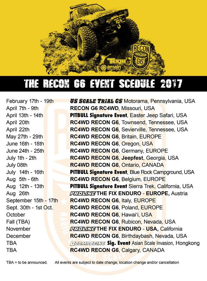 RECON G6 - kalendář akcí pro rok 2017